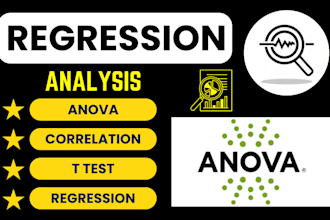 do regression analysis, correlation, anova, t test