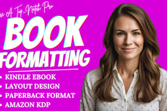 format your book into epub, paperback, kindle ebook layout design for kdp, lulu
