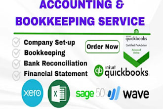 do setup, clean up and bookkeeping in quickbooks online, xero and wave