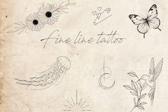design unique and personalized tattoos in minimal line and one line style
