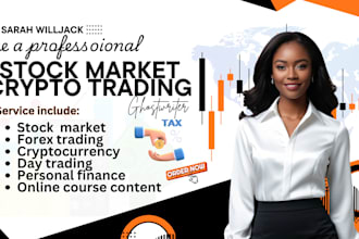 ghostwrite stock market, crytocurrency, investment ebook, online course content
