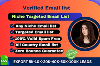 provide niche targeted email list,2bc,b2b bulk email list for email marketing