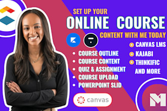 do online course content on kajabi, thinkific, teachable, canvas lms, elearning