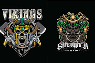 design custom skull viking helmet logo