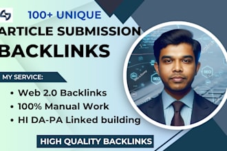do high quality article submission backlinks manually for google top ranking
