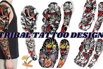 design realistic anime flash ink sleeve fivem tribal japanese logo sketch tattoo