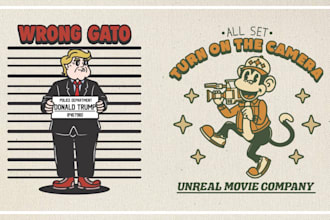 create classic retro character cartoon mascot illustration