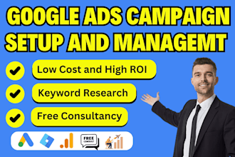 setup, manage google ads adwords ppc search or pmax campaign