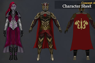 draw your fantasy character design sheet