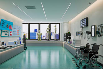 3dcgi pharmacy, hospital medical laboratory 3d treatment center, rendening3dxmax