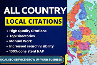 do 350 UK europe citations and directory submission for local seo