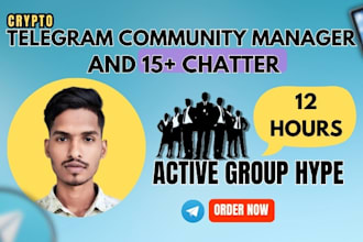 be your telegram moderator for crypto group with 15 chatters, admin, manager