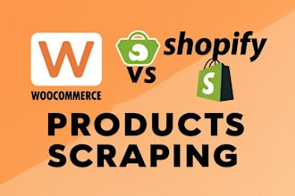 scrape products data from etsy, amzaon, shopify woocommerce