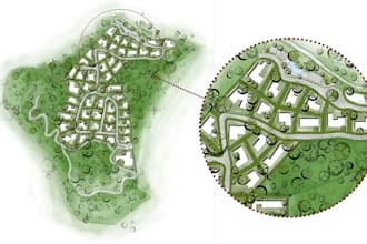 render architectural masterplan and real state site plan