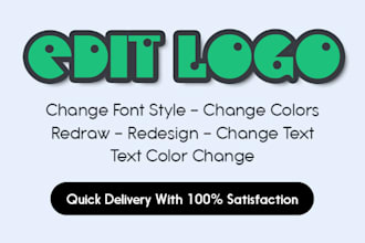 logo edit, modify, vectorize, change text, color of anything