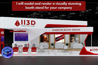 design 3d model for your exhibition booth, trade show, kioski with HQ render