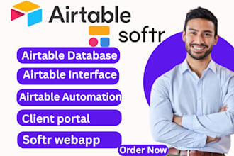 build softr webapp, airtable database, client portal, marketplace softr airtable