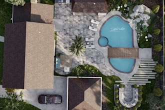 create your garden, courtyard, backyard, swimming pool and 2d landscape design