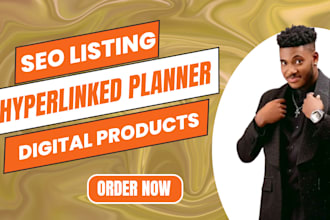 do etsy printable digital planner, wall art listing for etsy shop and others