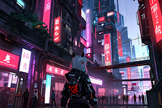 do unique style futuristic cyberpunk city art, scifi concept art illustration