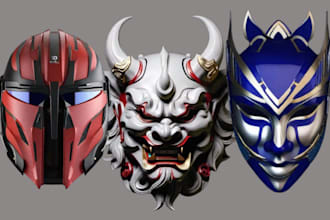 sculpt 3d mask 3d helmet cosplay mask 3d oni mask helmet model  for 3d printing