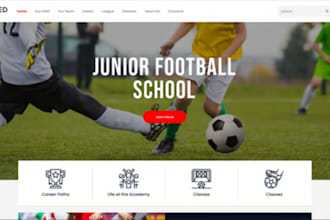 design a professional soccer academy website, football basketball and sport