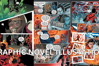 draw nsfw comic page illustration for manga comic book graphic novel comic style