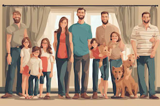 draw a vector art family portrait
