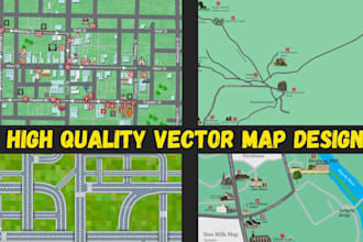 design illustrated vector map of any location, city map redesign map, event map