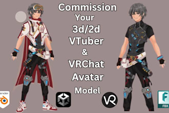 design 3d character model, vtuber avatar, vrchat anime model, furry vrc avatar