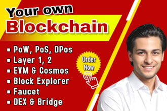 build custom pow poa pos dpos, layer 1, 2 blockchain, explorer, dex, bridge