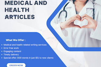 write medical and health articles or blog posts as a medical professional