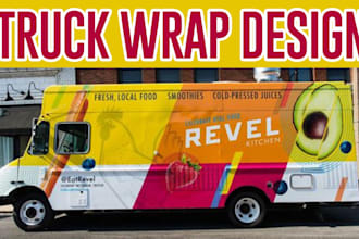 design stylish food truck wrap, box truck wrap and trailer wrap design