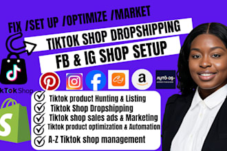 fix setup,manage tik tok shop dropshipping,tiktok product listing,tiktok shop va