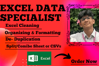 clean, format, merge and organize data in ms excel and CSV files