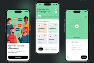design and develop language learning app, learning app and translator app