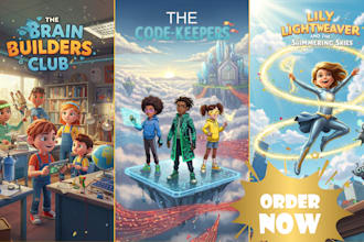3d children story book illustration kids story book writing children story cover