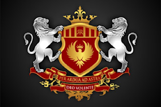 create modern heraldic family crest coat of arms logo or graphic design