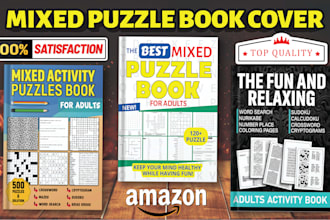 mixed puzzle sudoku, word search, mazes, and activity books
