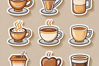 create awesome vector icons set, stickers