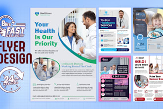 design unique business, medical, marketing, hiring, fashion, and webinar flyer