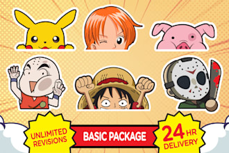create anime peeker stickers for merchandise