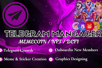 telegram promotion, be telegram manager, moderator for your meme or defi project