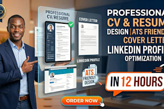 design ats friendly resume cv cover letter and linkedin profile in 12 hours