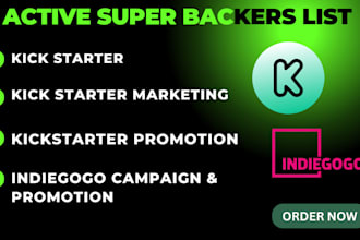 provide active 100,000 kickstarter, indiegogo backers lists for crowdfunding