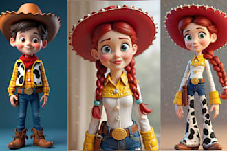 create 3d cartoon character design, 3d character rendering maya blender 3d model