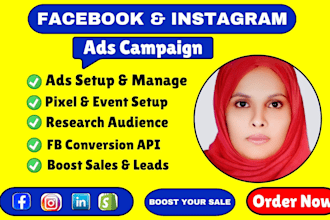 setup and manage facebook ads campaign and instagram ads