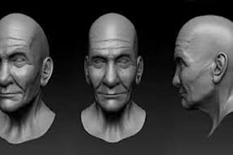 sculpt realistic 3d face, 3d head bust model, 3d sculpture in blender or zbrush