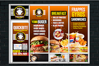 make storefront graphics, window posters, shopfront wraps, cafe design