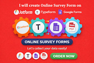 create online survey form on jotform, typeform, google forms, fillable pdf form